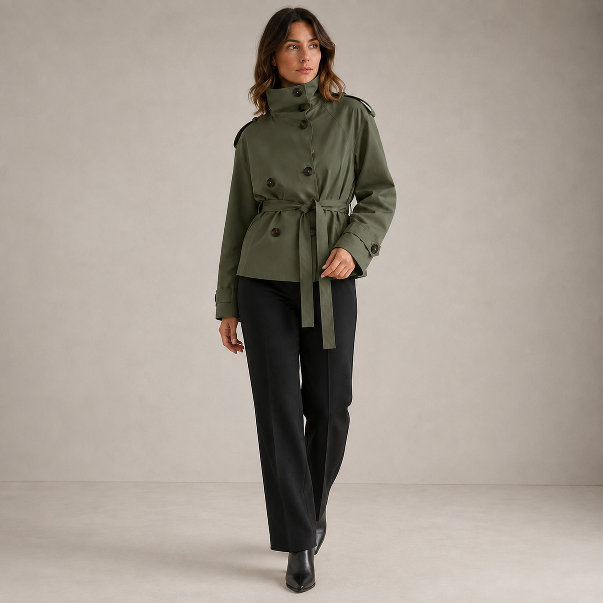 The Chelsea Tie-Waist Trench Jacket in Green