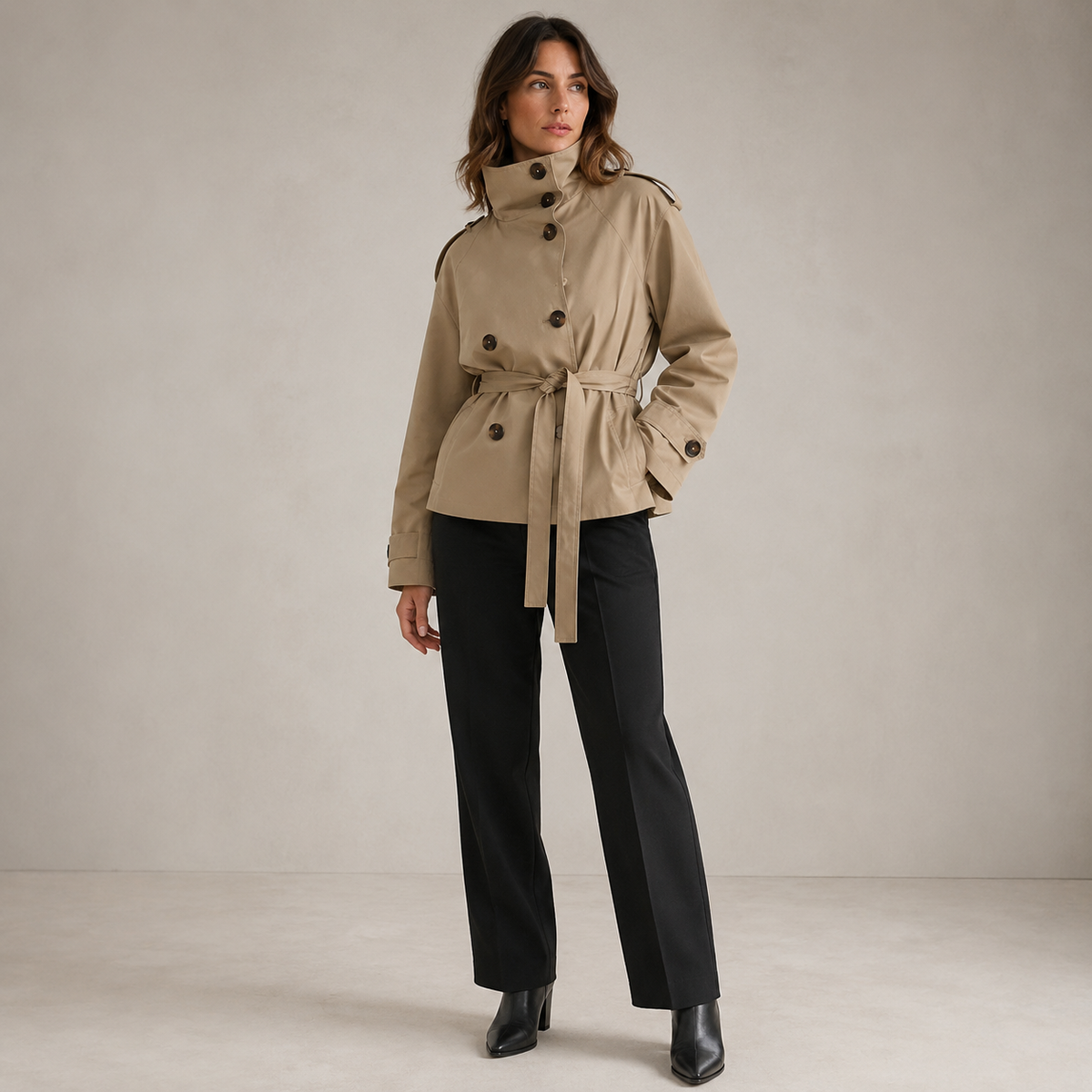 The Chelsea Tie-Waist Trench Jacket in Khaki