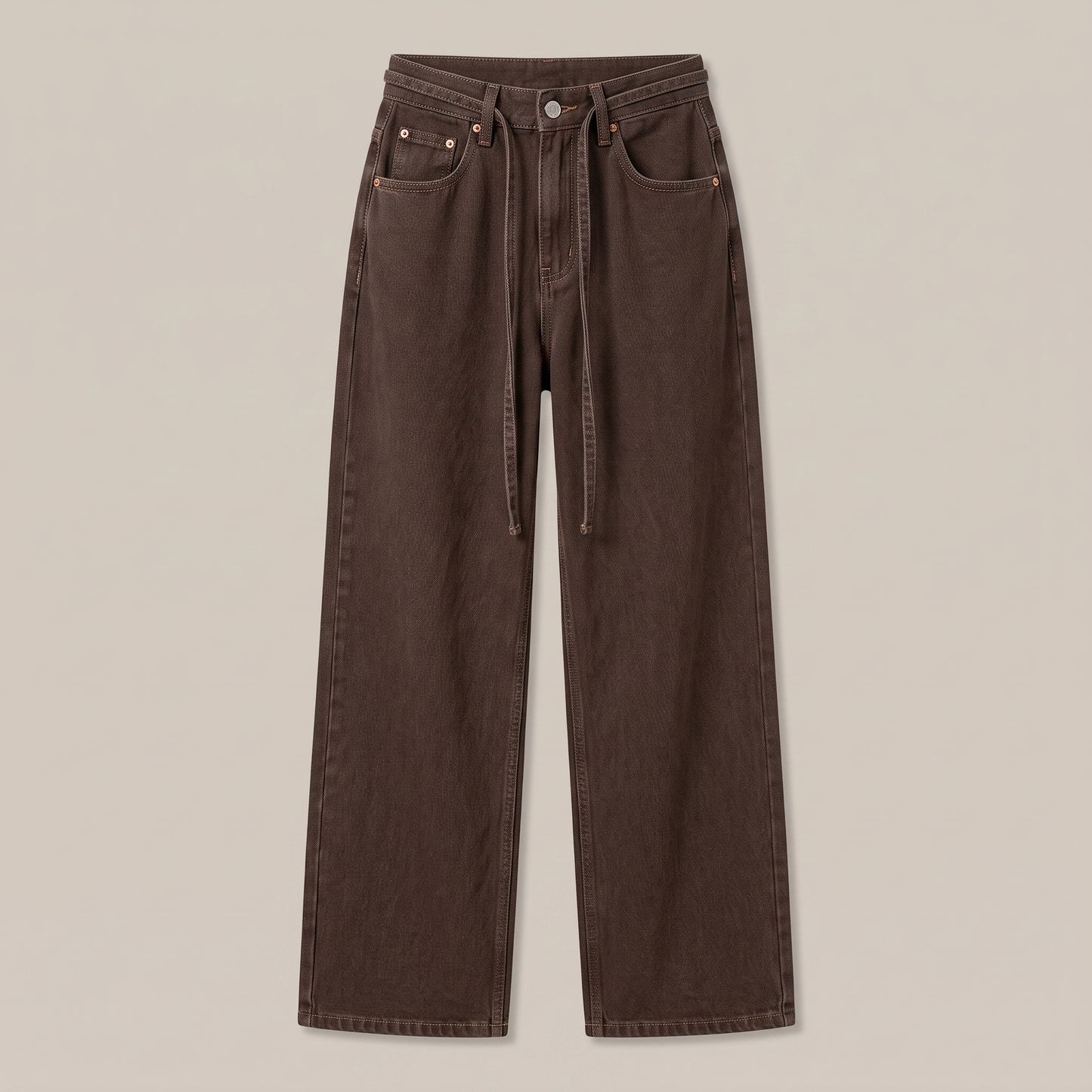Womens High Waist Wide Leg Denim Pants