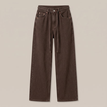 Womens High Waist Wide Leg Denim Pants