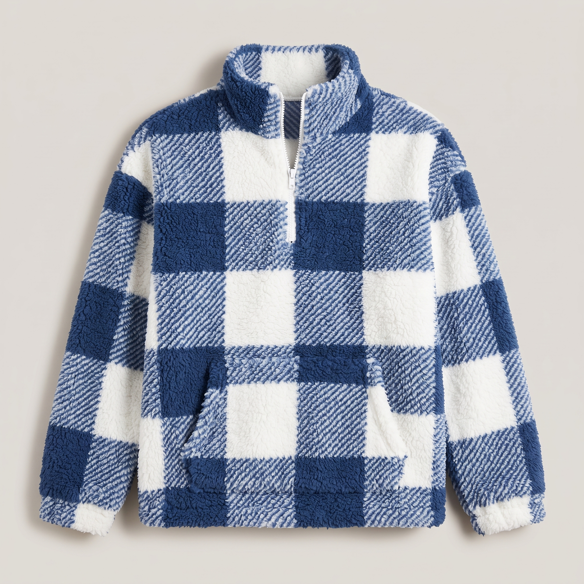Plaid Sherpa Half-Zip Pullover