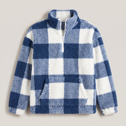 Plaid Sherpa Half-Zip Pullover