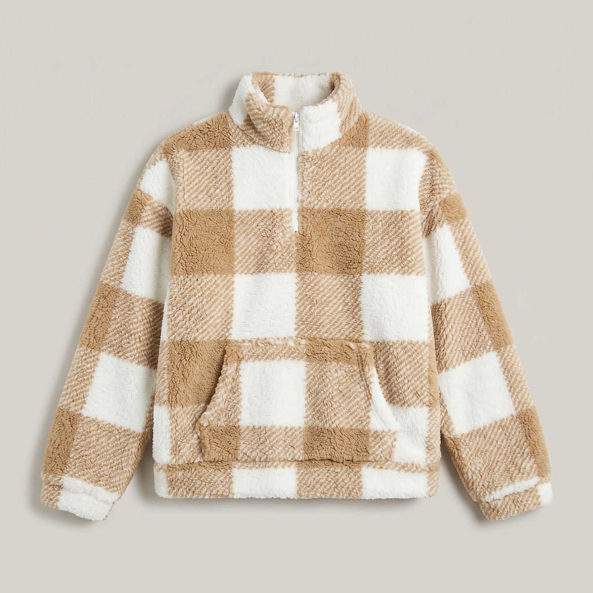 Plaid Sherpa Half-Zip Pullover