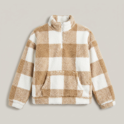 Plaid Sherpa Half-Zip Pullover