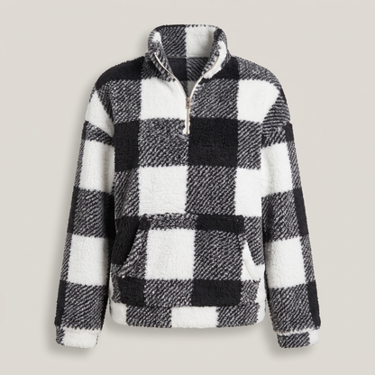 Plaid Sherpa Half-Zip Pullover