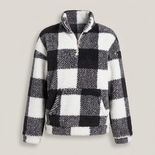 Plaid Sherpa Half-Zip Pullover