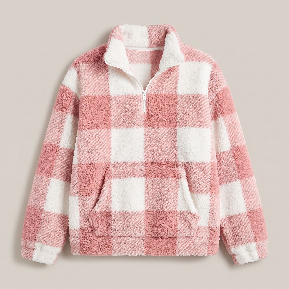 Plaid Sherpa Half-Zip Pullover
