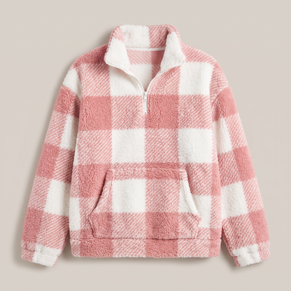 Plaid Sherpa Half-Zip Pullover